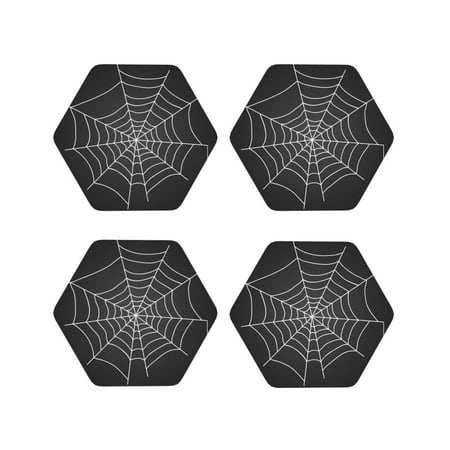 

Tideii A Web With A Spider for Leather Coasters 4 Pieces Anti-fouling and Anti-scalding Decorative Coasters Suitable for Restaurants Kitchens Coffee Shops-Hexagon