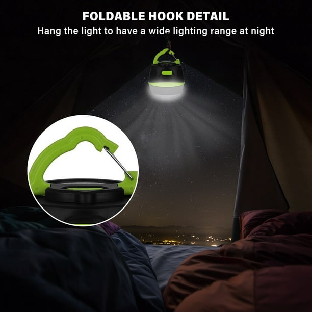 Lampe Camping LED 5000 mAh Lampe Camping Rechargeable USB avec 8 modes lanterne  Camping avec Aimant IP66 étanche d'éclairage pour la randonnée, d'urgence,  les pannes, la pêche (vert) : : Sports et