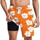 thumbnail image 2 of Ceisia Men's 2-in-1 Swim Trunks Hibiscus Floral Print Quick-Dry Beach Shorts with Compression Liner Gifts, 2 of 6