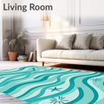 thumbnail image 2 of ODIKA 5'x7' Machine Washable Non-Slip Area Rug, Marine Starfish Amidst Abstract Ocean Ripple Design High Traffic Rug with Pad, Teal, 702868, 2 of 8
