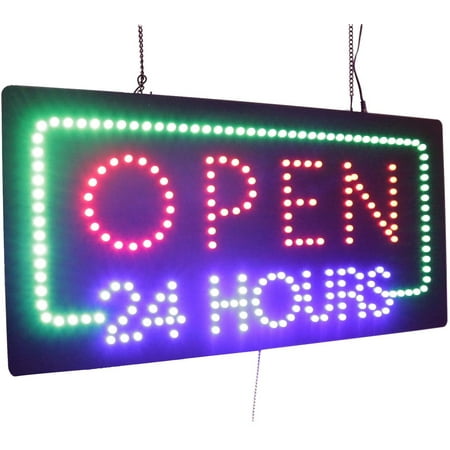 Open 24 Hours Sign, TOPKING Signage, LED Neon Open, Store, Window, Shop, Business, Display