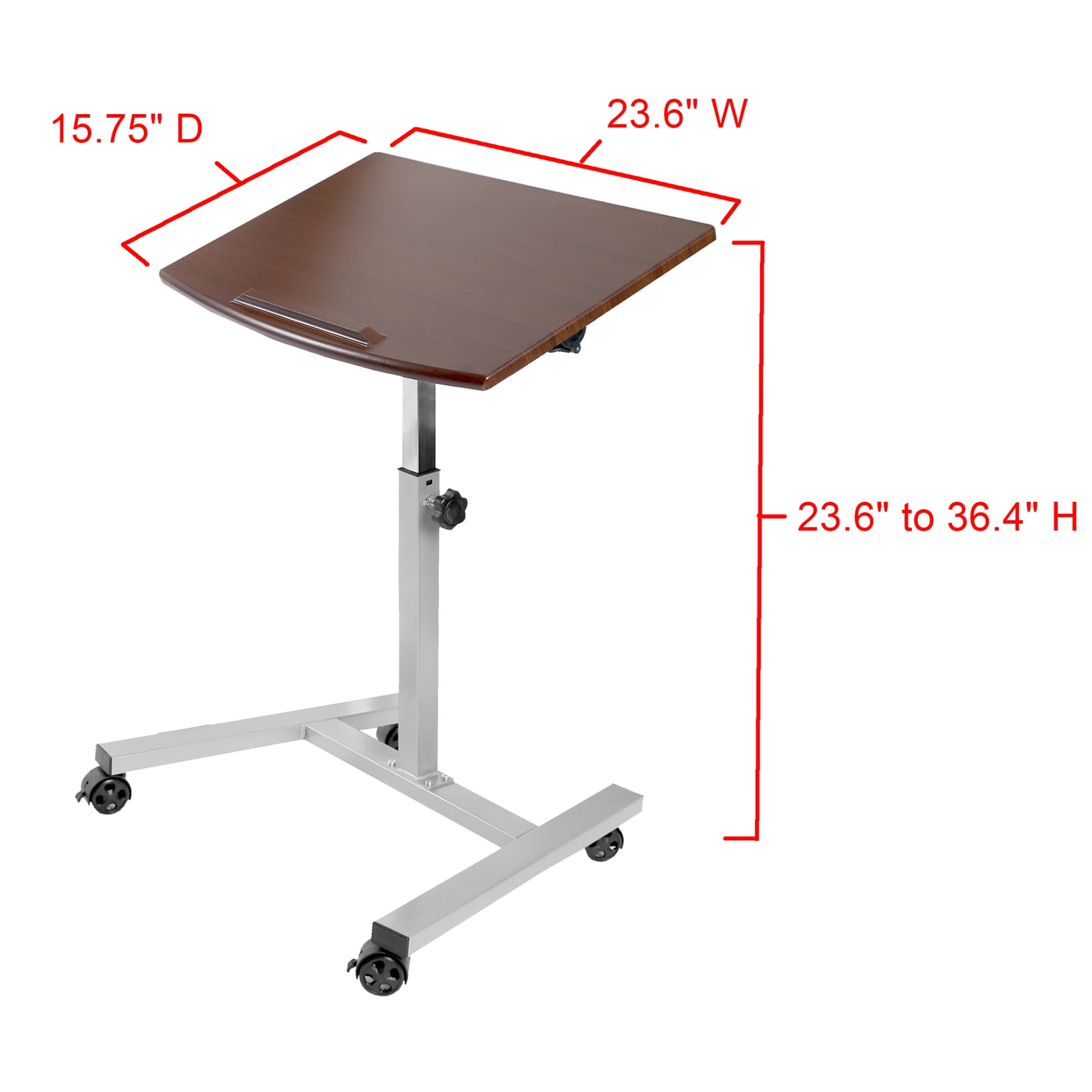 Tilting Mobile Laptop Desk Cart Walnut Walmart Com