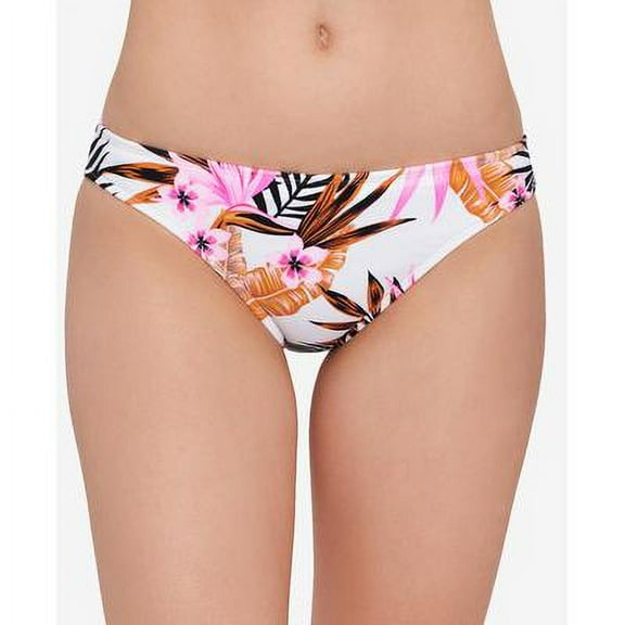 Salt   Cove Tropic Time Printed Cinch-back Bikini Bottoms In White Multi - XS