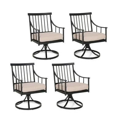 Sophia & William 4Pcs Swivel Patio Dining Chairs Outdoor Metal Armchairs with Cushions- Black & Beige