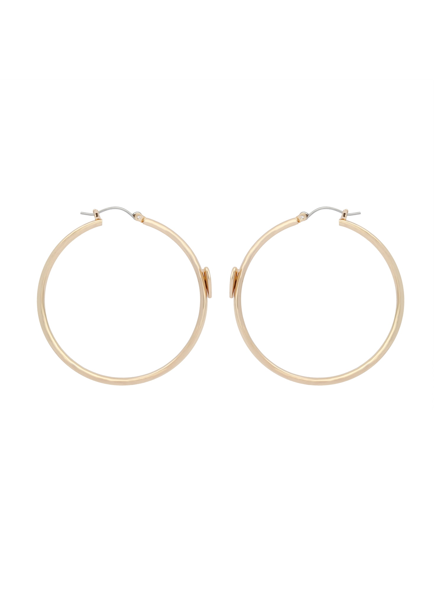 Madden NYC Women's Fashion Gold-Tone Heart Hoop Earrings
