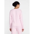 thumbnail image 3 of Joyspun Women's Cozy Lounge Collection Hacci Long Sleeve Henley Sleep Top, Sizes XS to 3X, 3 of 5