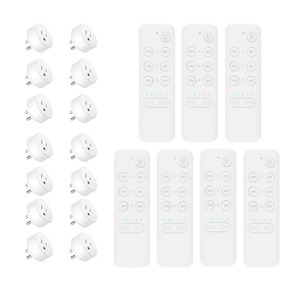 Remote Control Outlet Switch,NineLeaf Remote Light Switch,Remote Control Outlet Plug Adapter with Remote for Lamps and Household Appliances,No Wire Required,500FT Long Range(7Remotes,14Plugs)