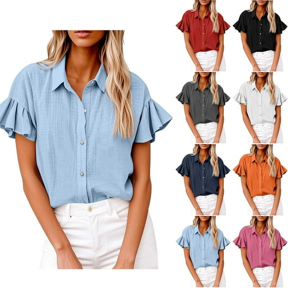 Summer Saving Clearance Women Short Sleeve Tops, Xunlbb Women's Short Sleeved Solided Fashionable And Comfortable T-shirt(Sky Blue,S)