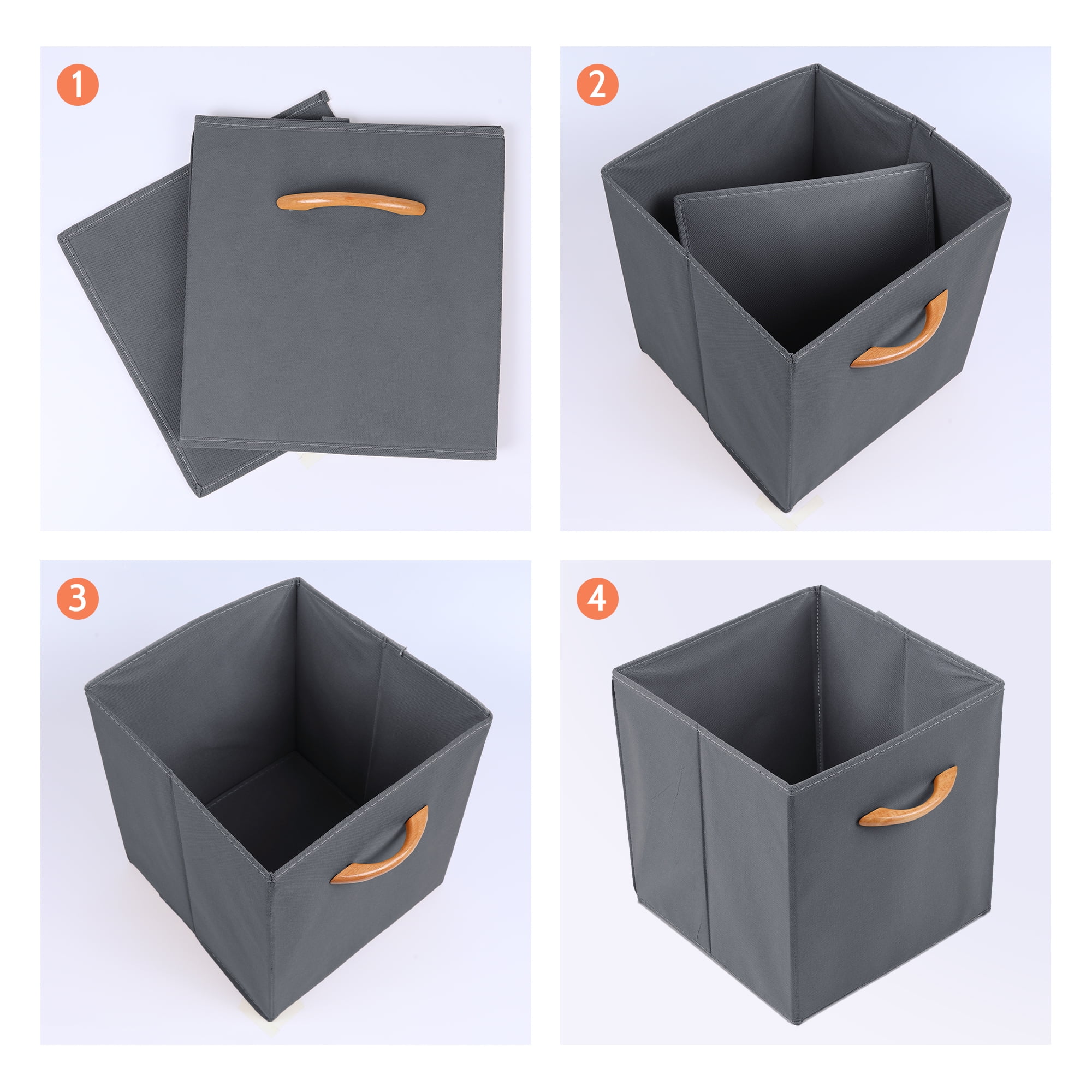 Unique Bargains Set of 3 Fabric Closet Organizers with Handles Gray 11*11*11in