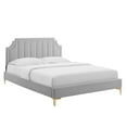thumbnail image 2 of Modway Sienna Performance Velvet Twin Platform Bed in Light Gray, 2 of 10