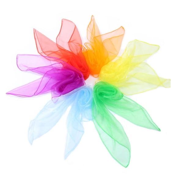 6pcs Solid Color Sheer Chiffon Scarves Set Soft Polyester Juggling Scarves for Party Decorations Kids Play & Fashion Accessories