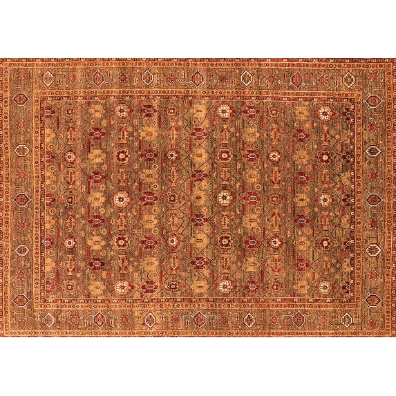 Ahgly Company Indoor Rectangle Oriental Orange Industrial Area Rugs, 7' x 9'