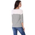 thumbnail image 6 of Allegra K Women's Color Block Long Sleeve Striped Causal T-Shirt, 6 of 7