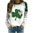 thumbnail image 1 of Besolor Chandail de la Saint-Patrick pour Femmes 2025 Col Rond Manches Longues Grande Taille Hauts Graphique Trèfle chandail Blouse, 1 of 3