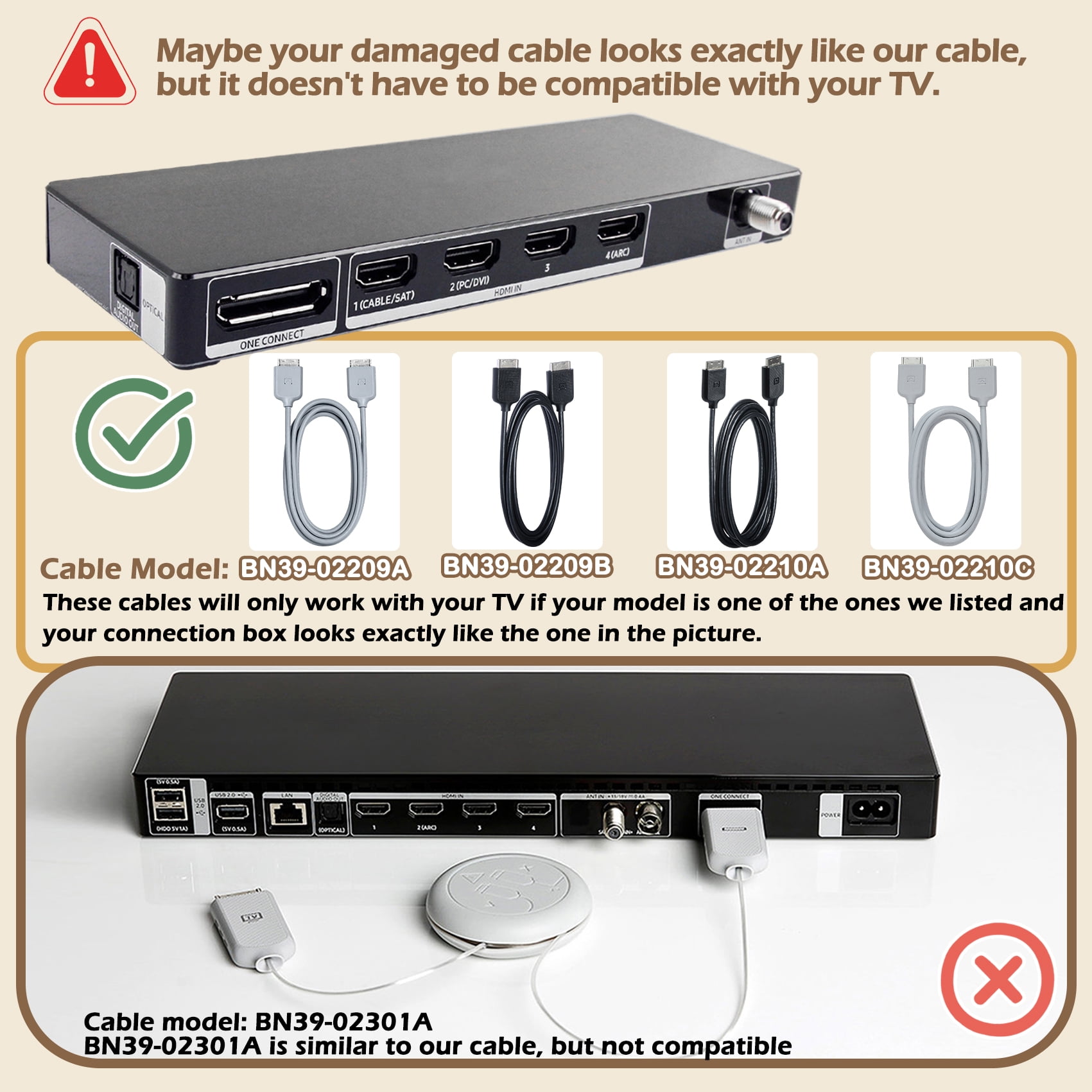 BN39-02210A One Connect Cable Compatible with Samsung TV 49''-78