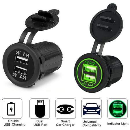 5V 4.2A Dual USB Charger Socket Adapter Power Outlet for 12V 24V Motorcycle (Best Motorcycle Usb Charger)