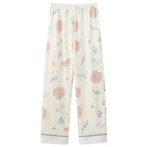 Defitshape Women's Cute Pajama Pant Pj Bottoms Summer Printed Sleepwear Soft Lounge Fall Light Spring Stretchy Loose Cotton 475 Beige Small