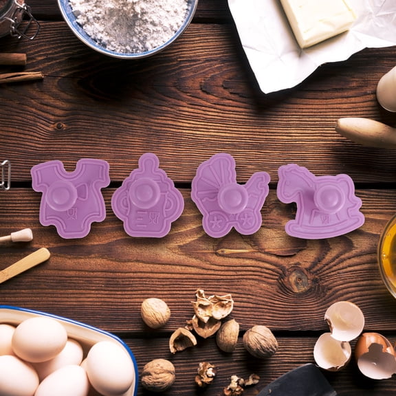 OFFIGAM 2 Sets 8Pcs Cookie Cutters 3D Baby Theme Patterns Plastic Baking Molds For Home Bakers