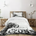 thumbnail image 3 of Ambesonne Inspirational Quilted Bedspread Set 2 Pcs, Motocross Racer, Twin Size, Black White, 3 of 6