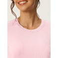 thumbnail image 4 of DARING DIVA Women's Ribbed Knit Round Neck Short Sleeve Pajamas Set 2XL Light Pink, 4 of 6