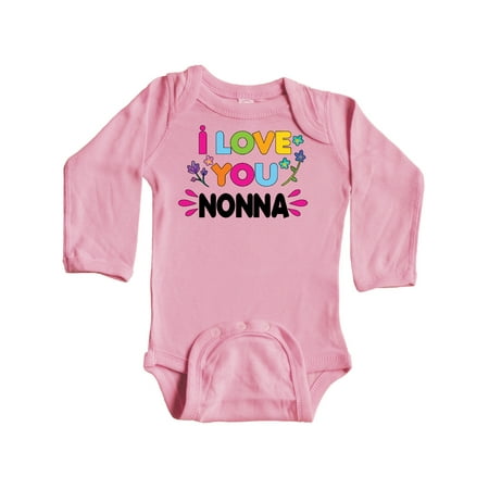 

Inktastic I Love You Nonna with Flowers Gift Baby Girl Long Sleeve Bodysuit