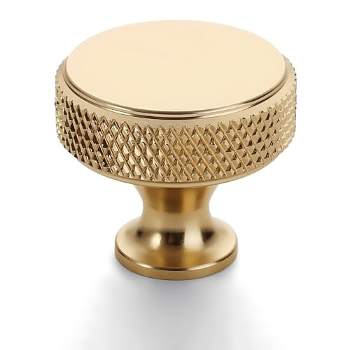 6 Pack Gold Kitchen Cabinet Knobs Gold Drawer Knob 1-1/5 inch Kitchen Cabinet Pulls Cabinet Handles for Dresser Cabinet Furniture