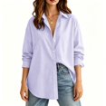 thumbnail image 5 of Bosfbaoi Long Sleeve Shirts for Women Vertical Striped Lapel Collar Drop Shoulder Long Sleeve Womens Tops Oversized Button Down Shirts, 5 of 9