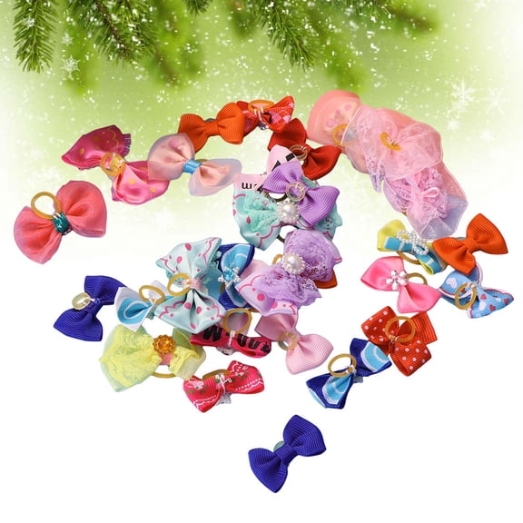 Milisten 30pcs Small Dog Accessories Rubber Hair Bands Bowknot for Pet Daily Use