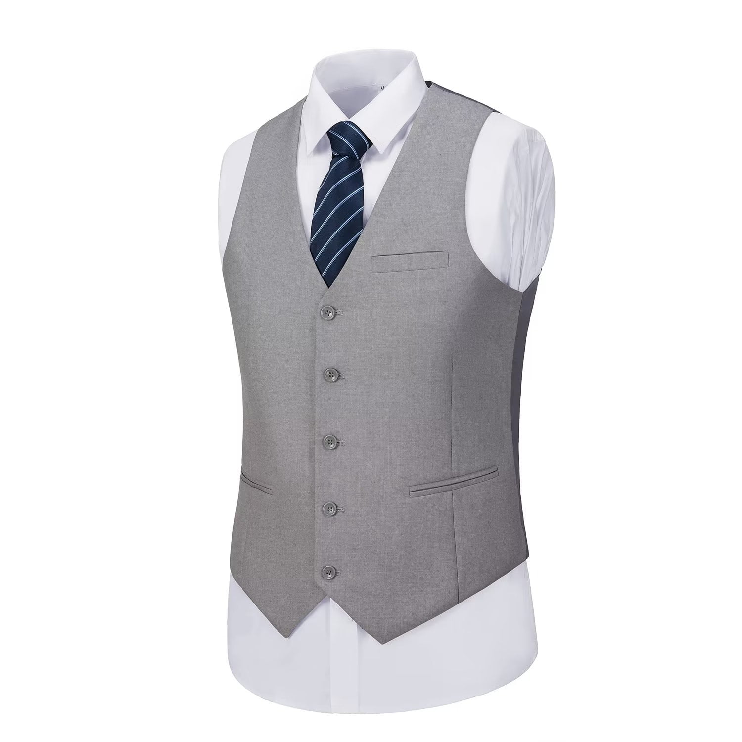 Men's Suits 3 Pieces Vest Pants and Shirt Set V-Neck Slim Fit