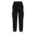 thumbnail image 4 of Admvng Work Pants for Men Cotton and Linen Drawstring Elastic Waist Multi-Pocket Casual Crgo Pants, Size S-3XL, 4 of 5