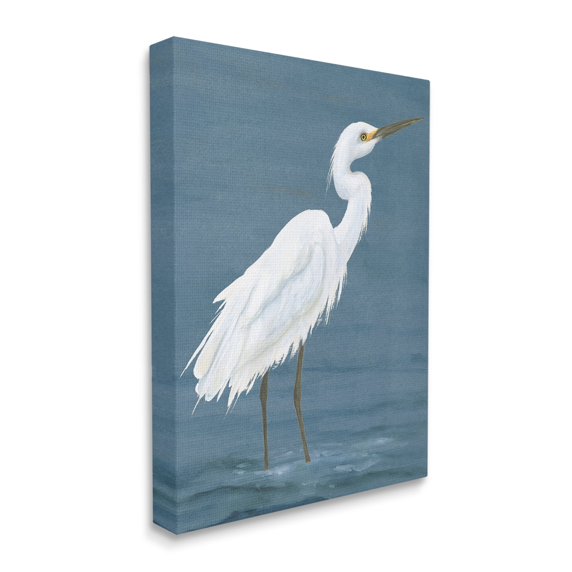 Stupell Industries Egret in Shallow Water Animals & Insects Painting Gallery Wrapped Canvas Art Print Wall Art, 24 x 30