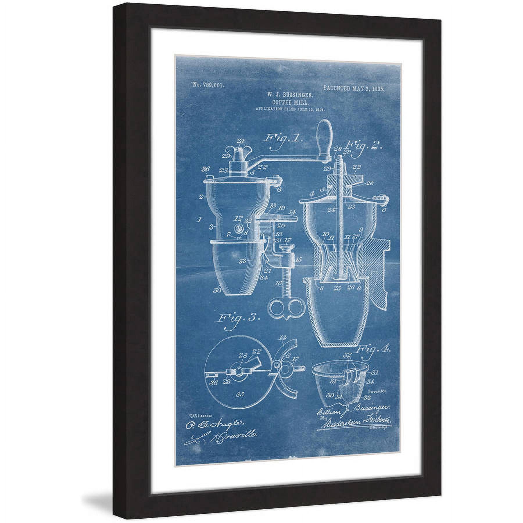 "Coffee Mill 1905 Blueprint" Framed Painting Print