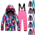 thumbnail image 5 of Xfvqtps Ski Jacket and Pant Set Snowboarding Snowsuit Adjustable Drawstring Hooded Coat Colorful Print Adjustable Overalls Waterproof Windproof Winter Warm Ski Suits Pink, 5 of 5