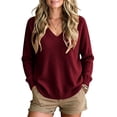 thumbnail image 2 of Horkkom V Neck Sweaters for Women Solid Color Pullover Sweaters Casual Loose Trendy Fall Sweaters XXL, Gifts for Women, 2 of 7
