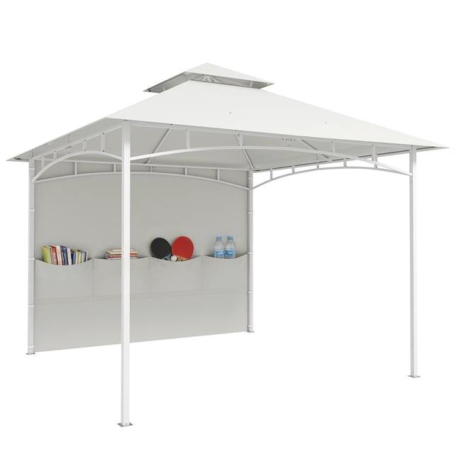 Outsunny 10' x 10' Patio Gazebo, Double Roof Outdoor Gazebo, Cream White