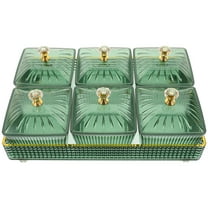 Luxshiny 1 Set Tray with Lid Square Green 11X7.3X4.3in for Food Storage and Serving