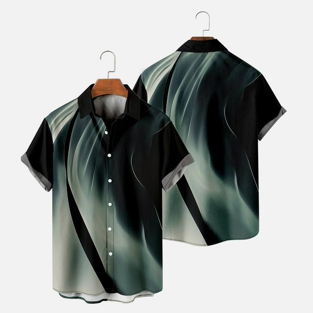EGNMCR Mode Estivale pour Hommes Style Hawaïen Manches Courtes Décontracté