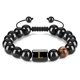 thumbnail image 4 of Jumpingount 26 pulseras con letras ajustables de 10mm, cuentas de piedra de ojo de tigre de ónix negro Natural, de cuerda trenzada, regalo Ropa, zapatos y accesorios Miscelánea No.18 Jumpingount AP006886-18, 4 of 6