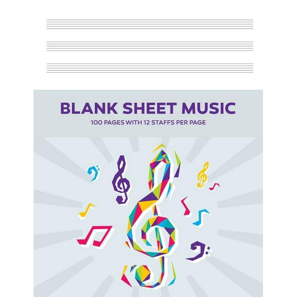 Blank Sheet Music 8.5x11 Inch, 100 Pages Colorful Violin Clef