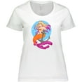 thumbnail image 3 of Inktastic Nautical Orange and Pink Mermaid Sitting on Anchor Women's Plus Size T-Shirt, 3 of 5