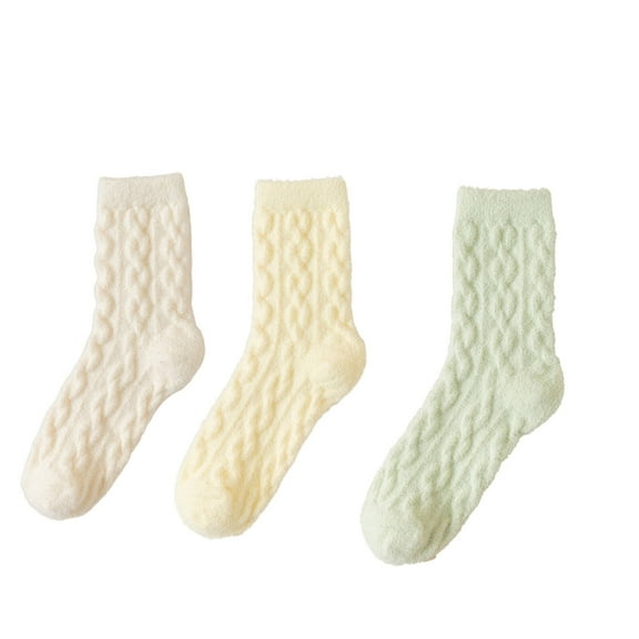AUQ 3Pairs Socks Sweat-Absorbing and Odor-Resistant Fuzzy Socks,Soft and Fluffy Macaron Color Scheme Long Socks,Style1