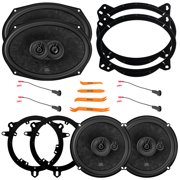 2x JBL Stage3 968MF 6x9" 640 Watt Max Power 3-Way Car Audio Speakers w/Adapters, 2x JBL Stage3 68MF 6.5" 560 Watt Max Power 3-Way Automotive Speakers w/Adapters, Speaker Harness, Pry Tool Set