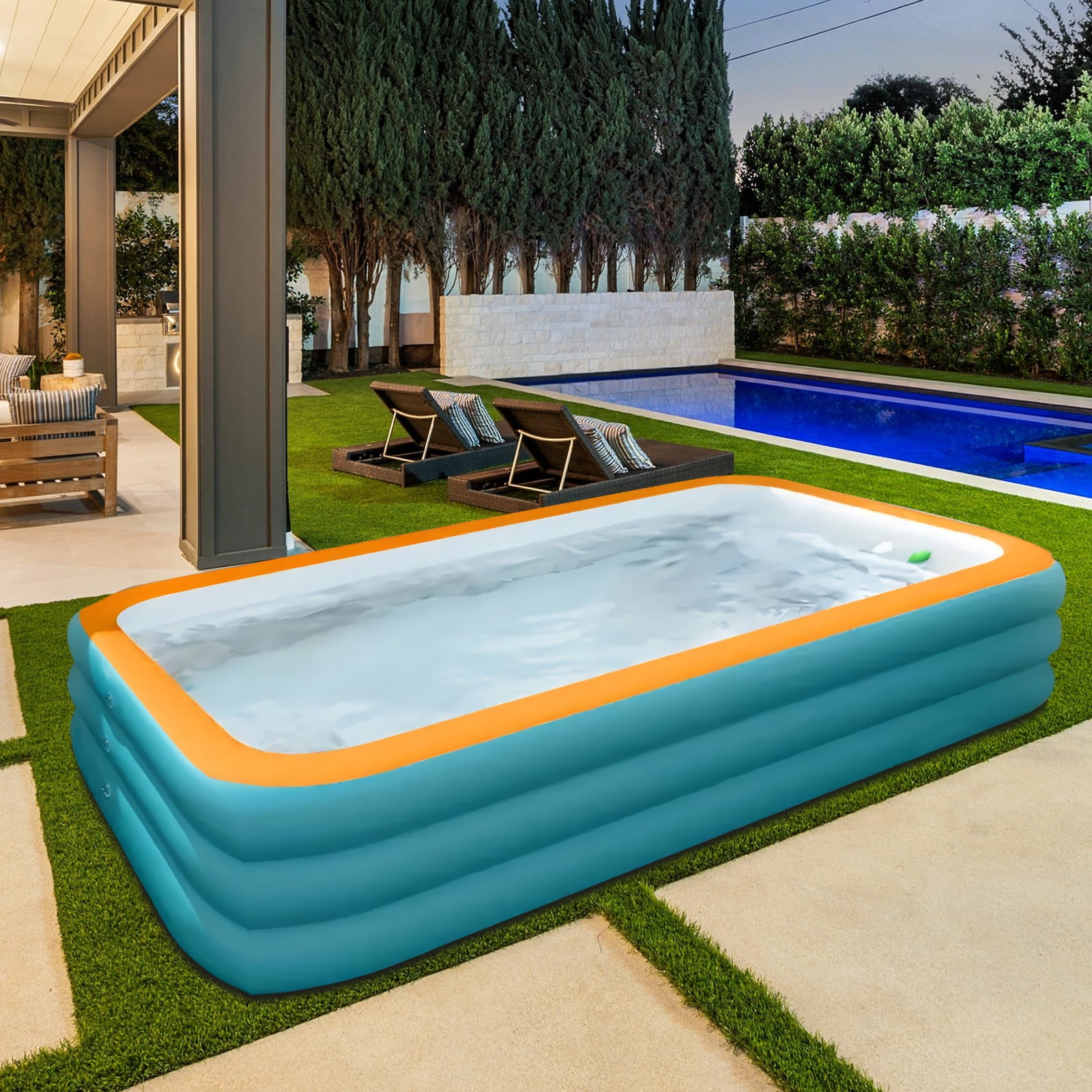 DAZLUTE Inflatable Pool, 71" X 51" X 22" Above Ground Pools, Kiddie Pool Thickened Blow up Swimming Pools Play Center for Kids Children Family Outdoor Garden Backyard