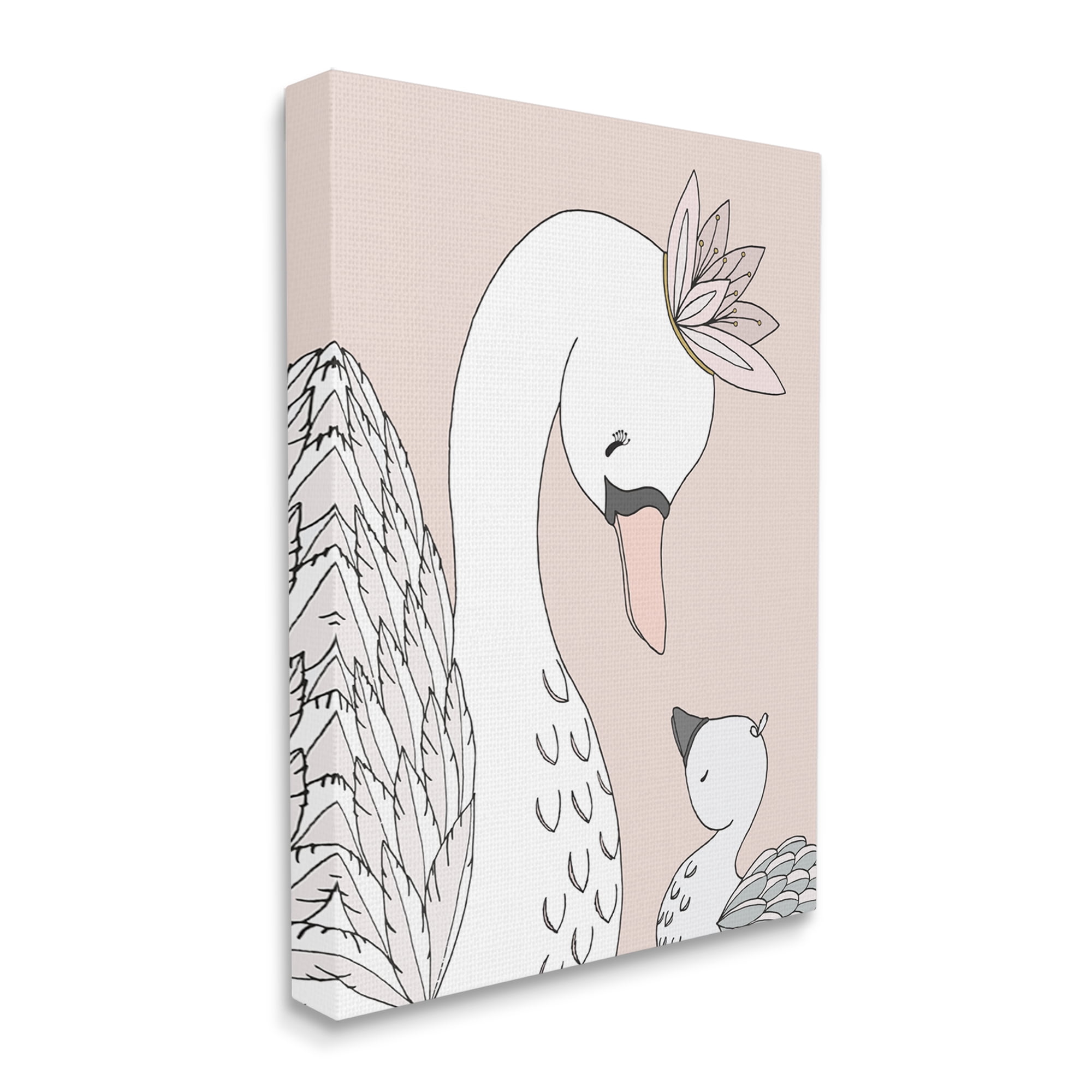 Stupell Industries Mother & Baby Swan Flower Crowns Princess Animals Graphic Art Gallery Wrapped Canvas Print Wall Art, Design by Sweet Melody Designs