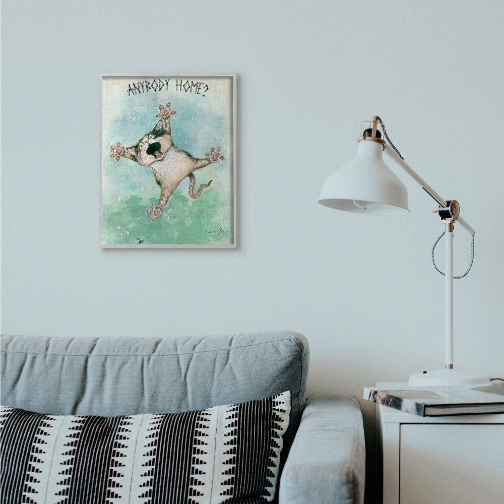 Stupell Industries Anybody Home Funny Cat Cartoon Pet Design Framed Wall Art by Gary Patterson
