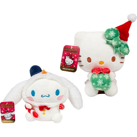 Hello Kitty and Friends 8" Hello Kitty & Cinnamoroll Plush, 2-Pack - Limited Edition Officially Licensed Sanrio Holiday - Cute Stuffed Animal Toy Figure - Gift for Kids, Girls & Boys