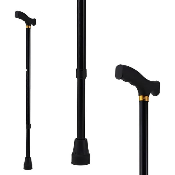 Bastón Ortopédico con Mango Alemán Ergonómico | Altura Ajustable de 60 a 97 cm | Aluminio Resistente y Base Antiderrapante para Mayor Seguridad (NEGRO)