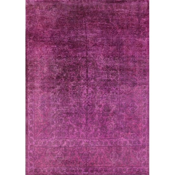 Ahgly Company Indoor Rectangle Mid-Century Modern Violet Red Pink Oriental Area Rugs, 7' x 9'