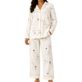 thumbnail image 2 of Lumistal Womens Pajama Sets Long Sleeve Button Down Shirt and Capri Pant Cute Patterned Fall Comfy Soft 2 Piece Pajamas Set With Pockets Women's Sleepwear XL, 2 of 3