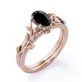 thumbnail image 4 of Prong Setting 1.25 Carat Ovate Lab Created Black Diamond and Moissanite Leaf Design Wedding Ring Set in 18K Rose Gold Plating over Silver, 4 of 4